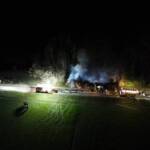 Brand eines Holzlagerplatzes