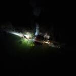 Brand eines Holzlagerplatzes