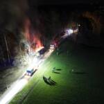 Brand eines Holzlagerplatzes