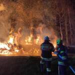 Brand eines Holzlagerplatzes