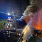 Brand eines Holzlagerplatzes