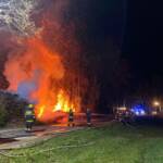 Brand eines Holzlagerplatzes