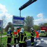 Verkehrsunfall mit Verletzen, Aufräumarbeiten