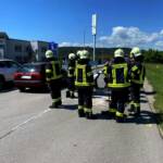 Schadstoffeinsatz; Benzin- oder Ölaustritt aus einem Motorrad nach einem Verkehrsunfall