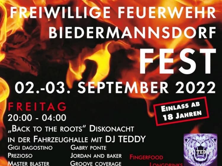 FF Biedermannsdorf: Feuerwehrfest von 02. – 03.09.2022