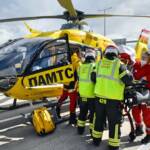 Rettungshubschrauber bei Verkehrsunfall auf A2
