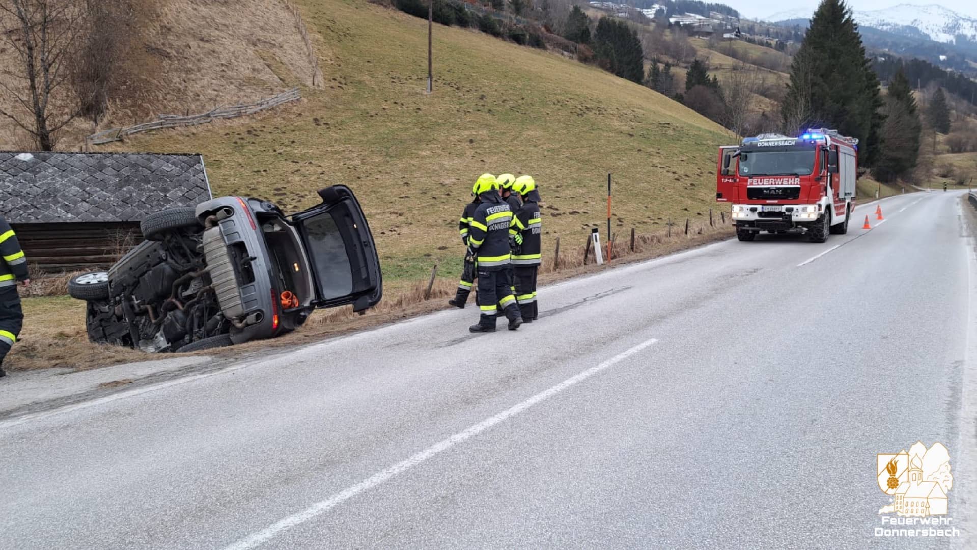 FF Donnersbach: Verkehrsunfall auf der B75
