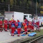Großangelegte Übung am Frachtenbahnhof; Zugsunglück mit mehreren Verletzten und Schadstoffaustritt