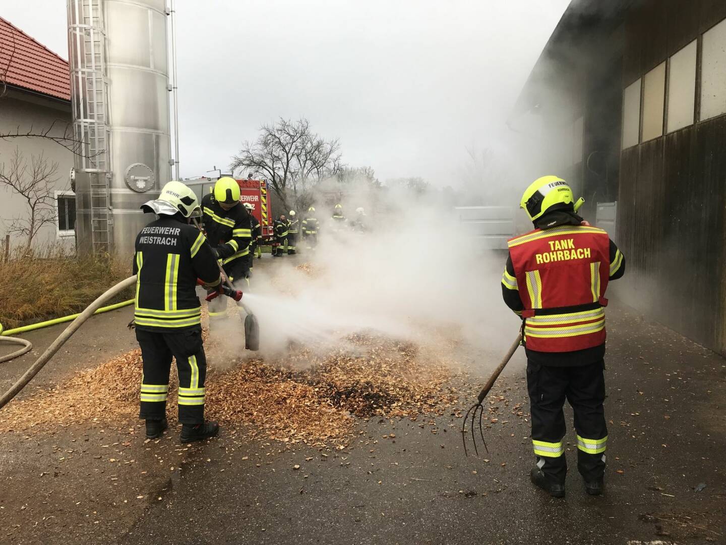 FF Weistrach: Rauchentwicklung bei Hackschnitzelbunker