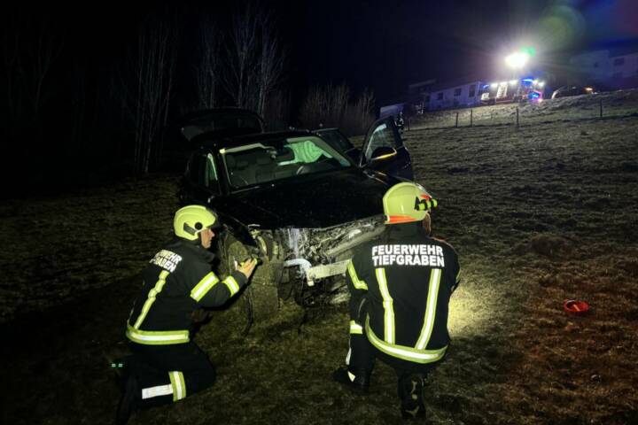 AFKDO Mondsee: Rettung nach PKW Absturz mit E-Call Alarm