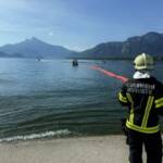 Großübung - Ausflugsschiff brennt am See