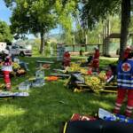 Großübung - Ausflugsschiff brennt am See