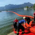 Großübung - Ausflugsschiff brennt am See