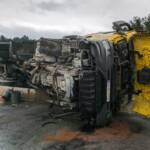 Verkehrsunfall - LKW auf A2 umgekippt