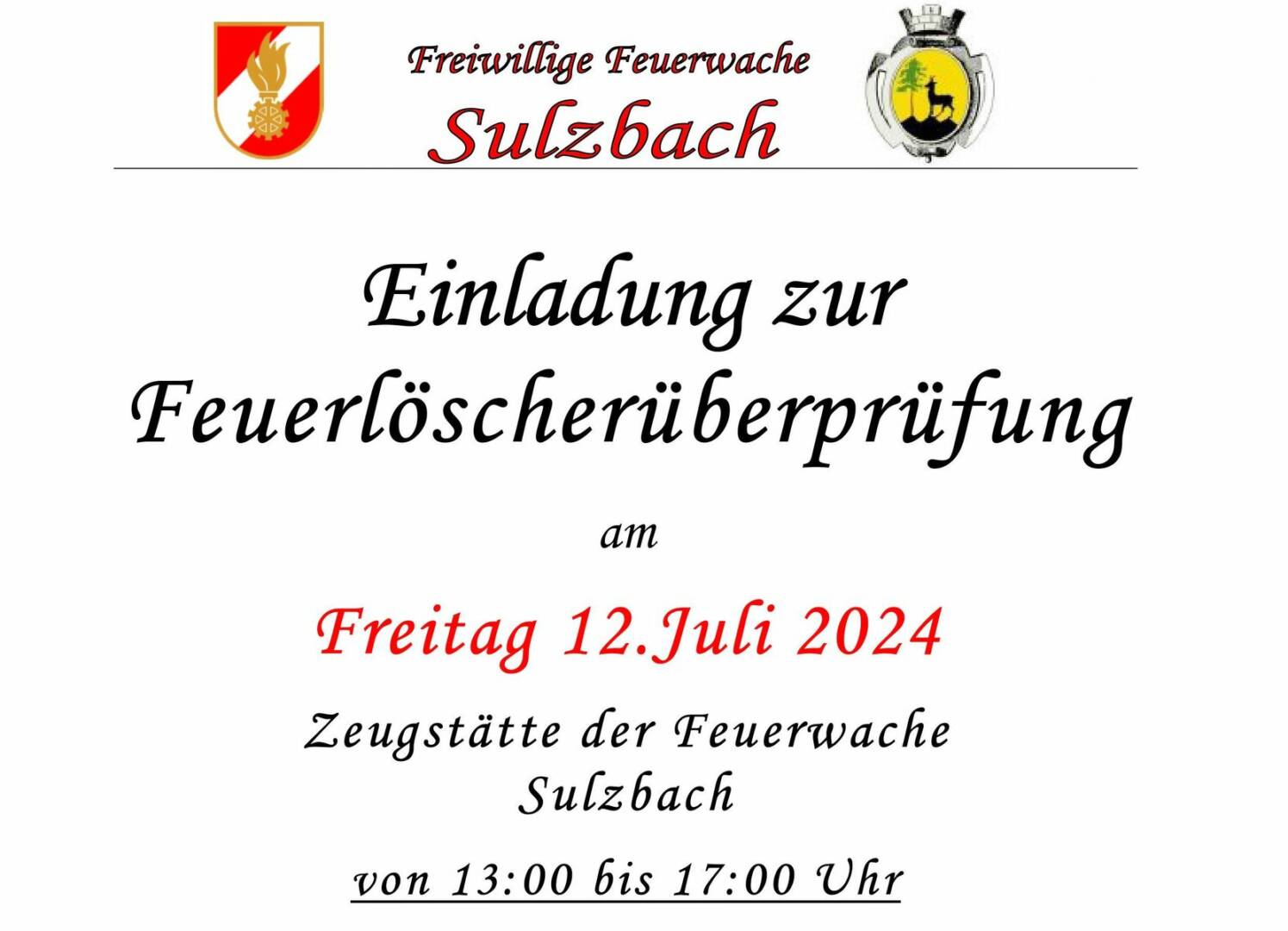 HFW Bad Ischl: Feuerlöscherüberprüfung bei der FW Sulzbach