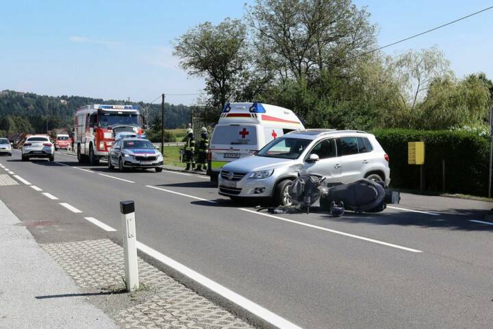 BFV Deutschlandsberg: Motorradunfall auf der Radlpass-Straße