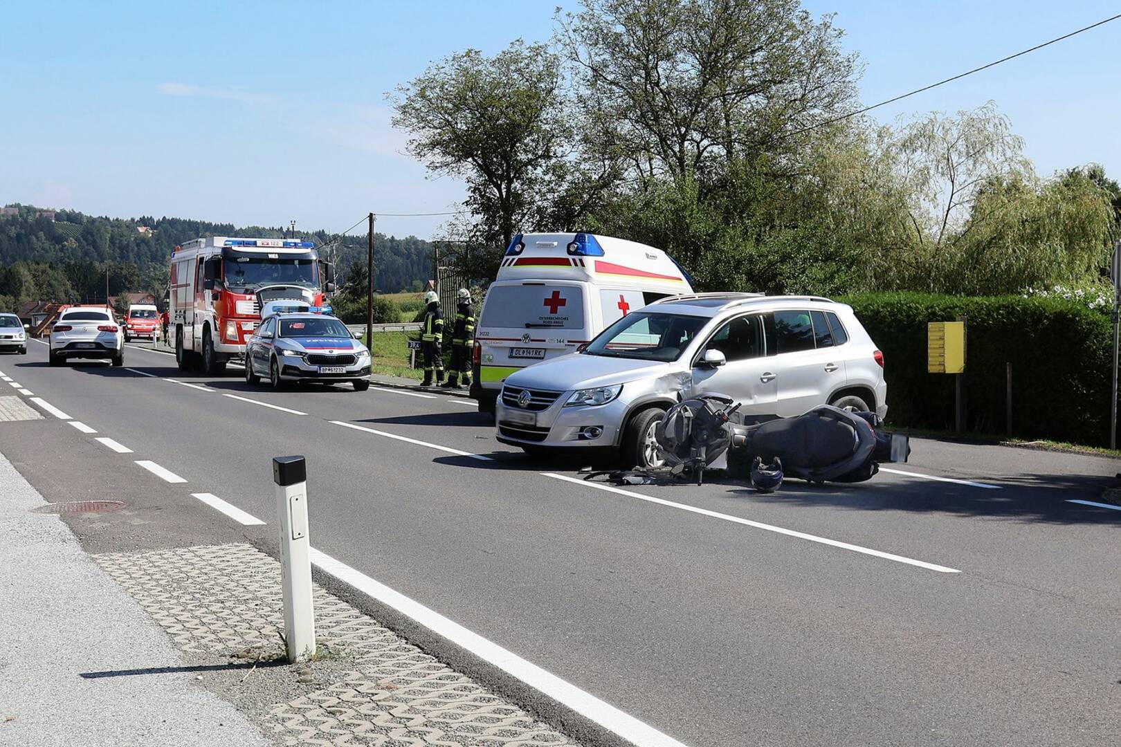 BFV Deutschlandsberg: Motorradunfall auf der Radlpass-Straße