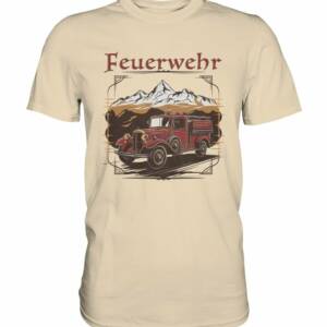 Retro Feuerwehrfahrzeug Gebirgskette T-Shirt