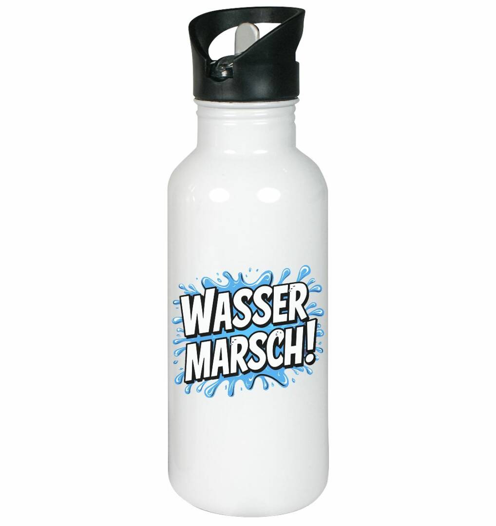 Edelstahl-Trinkflasche für Feuerwehrleute 'WASSER MARSCH!' 1 Edelstahl-Trinkflasche für Feuerwehrleute "Wasser marsch!"