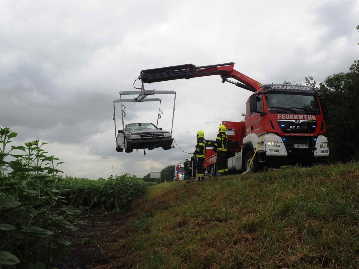 Probefahrt endet in Sonnenblumenfeld