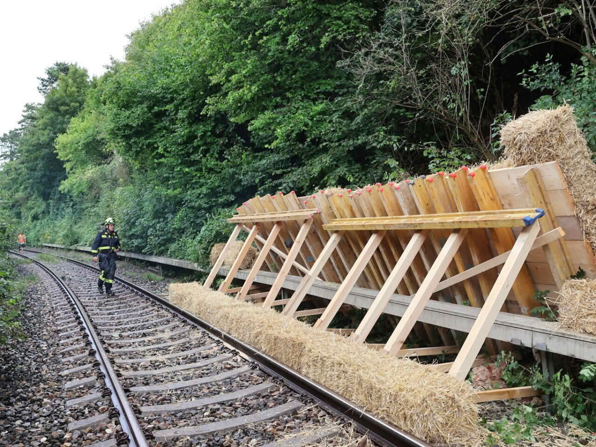 Schutzwall aus Pölz-Holz