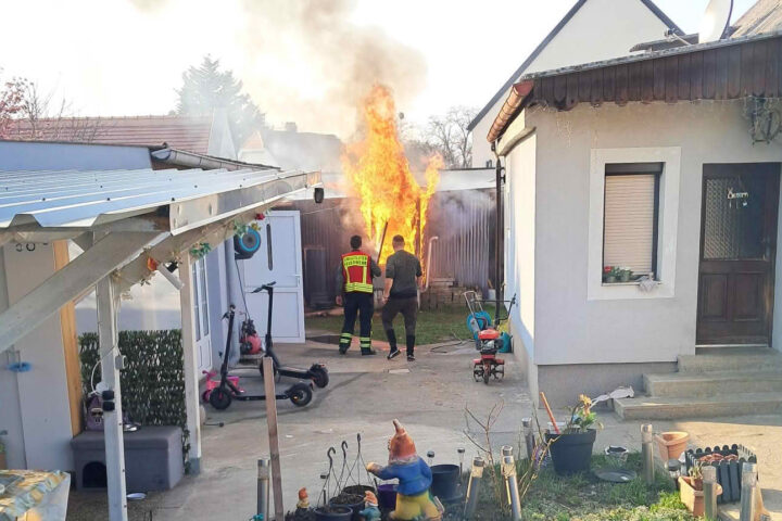 FF Parndorf: Gartenhüttenbrand im Ortsgebiet