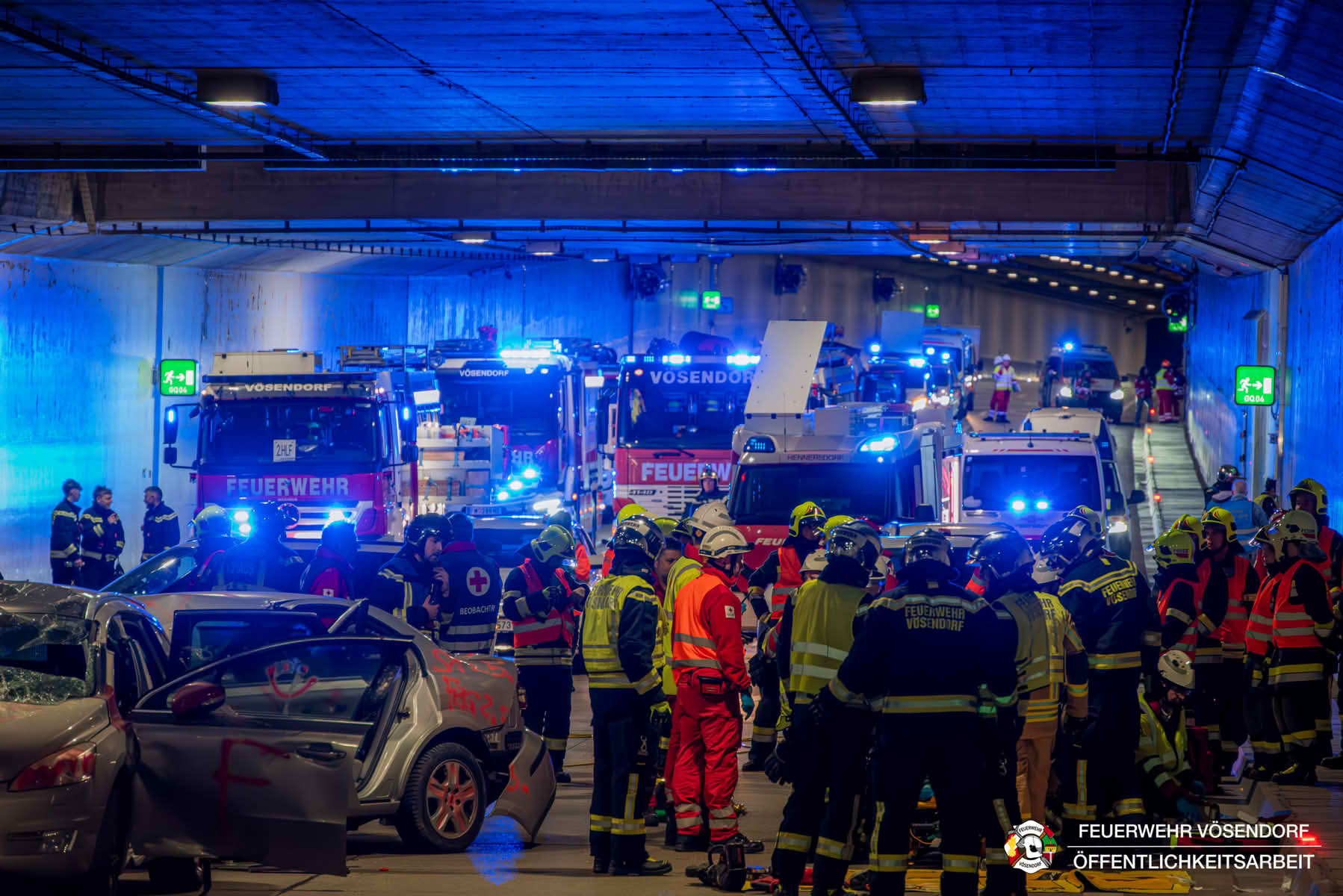 FF Vösendorf: Großübung im S1-Tunnel Vösendorf
