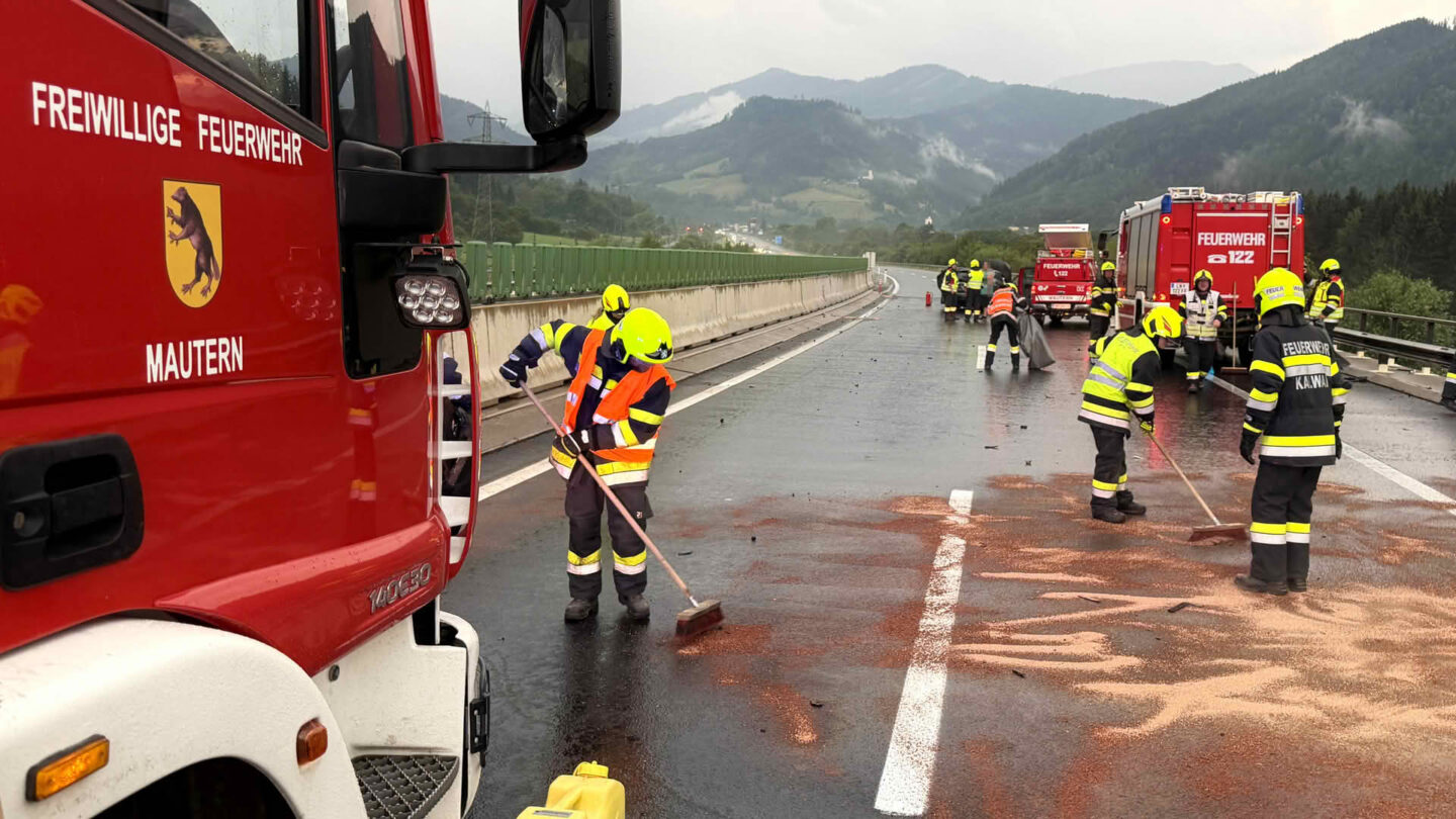 Verkehrsunfall auf der A9 zwischen Mautern und Kalwang