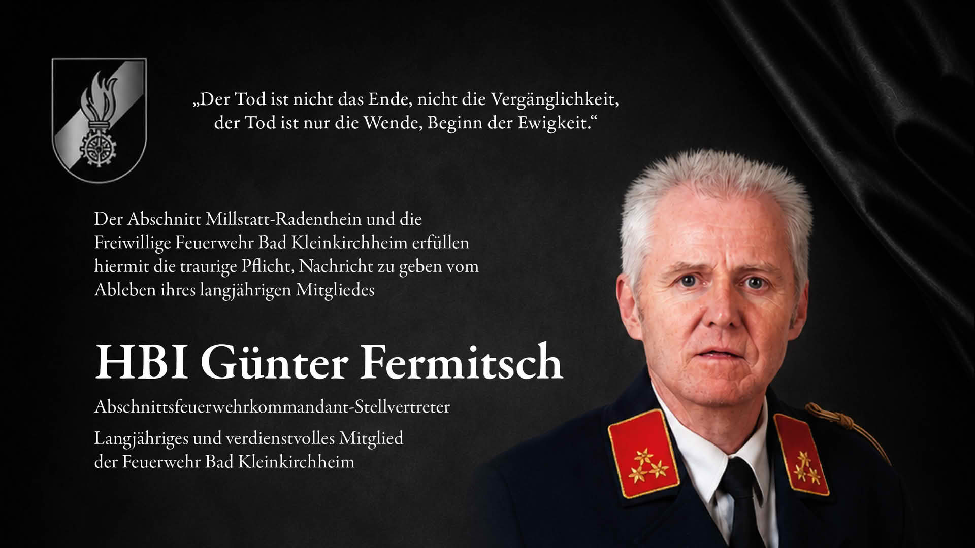 AFK Millstatt – Radenthein: Ableben von HBI Günter Fermitsch – Nachruf