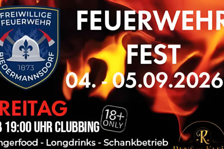 FF Biedermannsdorf: Feuerwehrfest am 4.9.2026 und 5.9.2026 FF Biedermannsdorf: Feuerwehrfest am 4.9.2026 und 5.9.2026