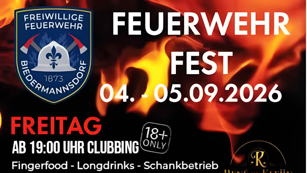 FF Biedermannsdorf: Feuerwehrfest am 4.9.2026 und 5.9.2026