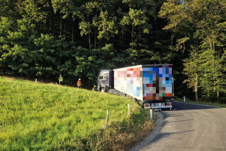 BFV Feldbach: LKW-Bergung in Trössengraben – L246